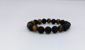 BRACELET MIXTE OEIL DE TIGRE LAVE DE VOLCAN – Image 1