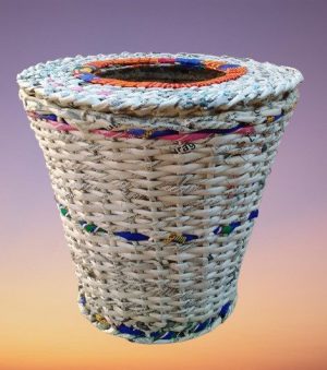 Paniers de rangement rond avec couvercle – Image 1